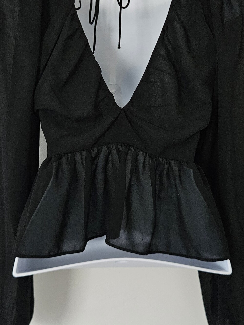 H&M Womens Top XS Whimsigoth Fairy Babydoll Sheer Cropped Witchy Flowy Dainty - Picture 7 of 8